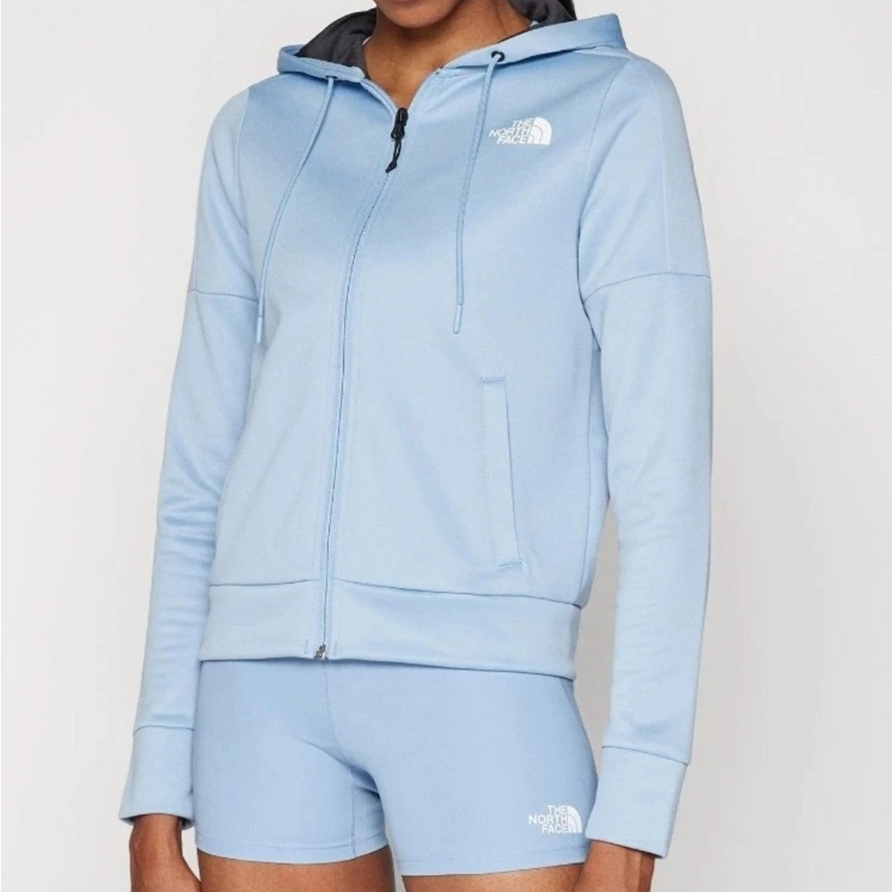 North Face HOODIE - Zip-up sweatshirt - steel blue  Shorts Set Top L Shorts M